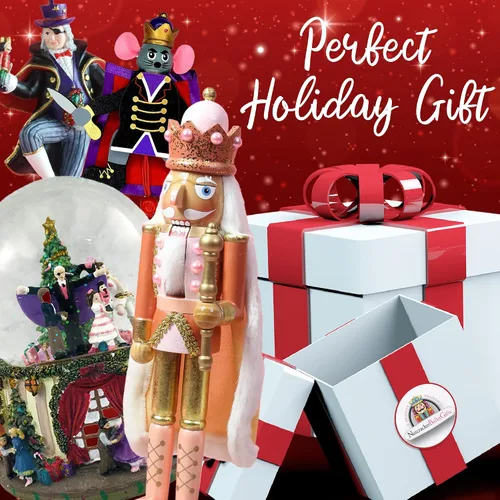 Vista 4 de Nutcracker Ballet Gifts Muñeco de felpa del rey del cascanueces - Muñeca de ballet de cascanueces de Navidad con chaqueta uniforme roja y azul