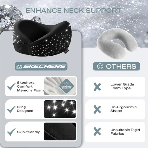 Vista 6 de Skechers SK04C046bling Almohada de cuello, Negro, 1 unidad (paquete de 1)