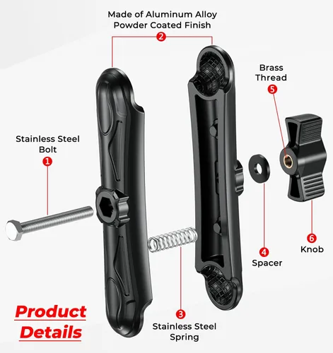 Vista 6 de VAZESWIN - Brazo de doble enchufe de aleación de aluminio de 1 pulgada, brazo largo de 5.9 pulgadas de longitud Compatible with RAM Mounts B