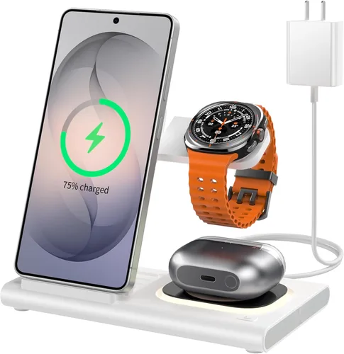 Vista 10 de Wireless Charger for Samsung Charging Station, Foldable & Nightlight
