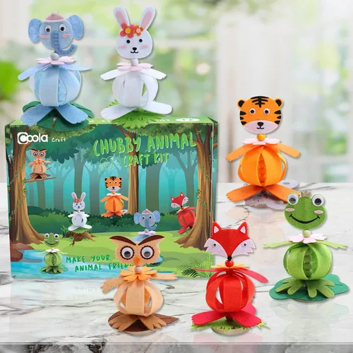 Vista 7 de Kits de manualidades Coola para niños de fieltro Animales pequeños para niños - Pack de 6 Arte y manualidades DIY Juguetes educativos tempranos
