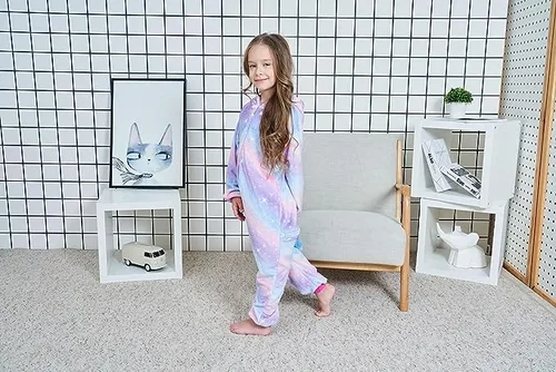 Vista 2 de UDERUI Pijama de unicornio para niños, disfraz de cosplay de una sola pieza, ropa de fiesta de animales, para niñas y niños