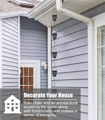 Vista 4 de Rain Chain Aluminium Alloy Square Rain Catcher Chain, Adjustable Gutter Rain Chain, Hanging Divert Water Downspout Chain for