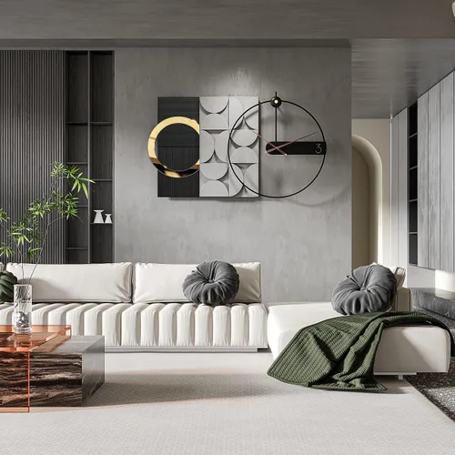 Vista 8 de Reloj de pared decorativo grande, silencioso, sin tictac, moderno, de metal, decoración para sala de estar, oficina, dormitorio, cocina