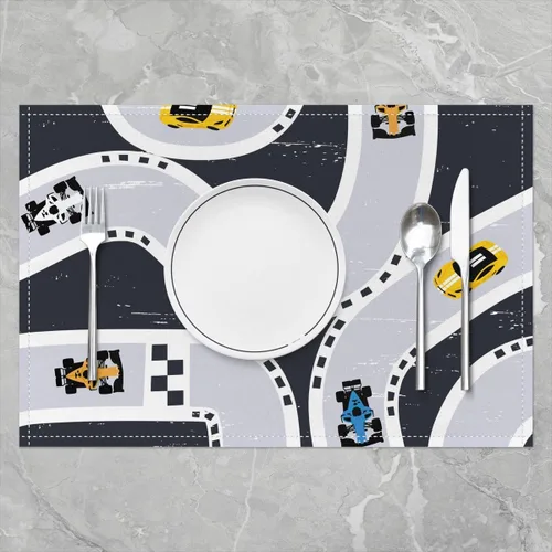 Vista 2 de Castle Fairy Juego de 4 manteles individuales de tráfico de carretera, pista de autos de carreras, deportes extremos al aire libre, interiores