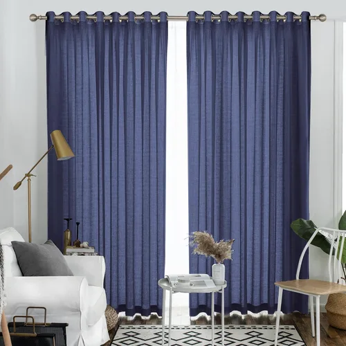 Vista 43 de Melodieux Cortinas Semitransparentes Negras de 63 Pulgadas de Largo para Ventanas Pequeñas de Sala de Estar y Dormitorio con Aspecto de Lino Rústico