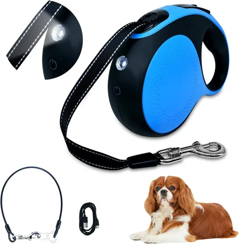 Vista 9 de Correa retráctil de 26 pies con cable resistente a la masticación para perros medianos a grandes de hasta 110 libras, correa de nailon resistente
