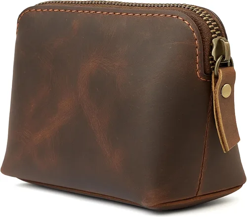 Vista 12 de Bolsas de Cosméticos de Cuero Azul Para Mujeres Juego de Viaje – Monedero con Cremallera Hecho a Mano Juego de Bolsas de Maquillaje Azul Pequeñas