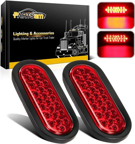 Vista 9 de Partsam 2 luces LED ovaladas de 6 pulgadas, color ámbar, 24 LED, luces LED ovaladas de 6 pulgadas, intermitentes y luces de estacionamiento, montaje