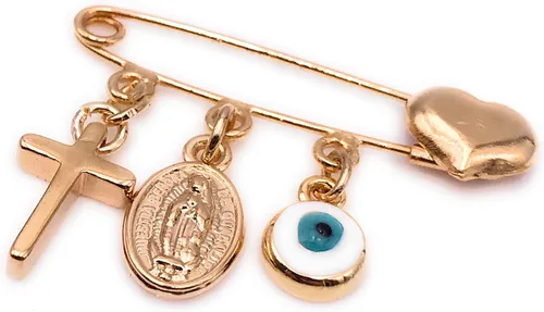 Vista 4 de LESLIE BOULES Broche chapado en oro para joyas religiosas y de protección para recién nacidos, Latón