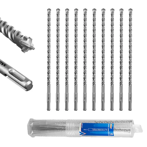 Vista 14 de SALI 10 brocas de martillo giratorio SDS Plus de 1/2 x 6 pulgadas, kit de broca para hormigón, material de carburo de doble rosca de tipo cruzado