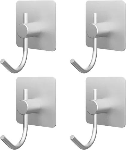 Vista 10 de VAEHOLD - Paquete de 4 ganchos de pared, resistentes, impermeables, de aluminio para colgar abrigos, sombreros, llaves, ropa, gancho de pared