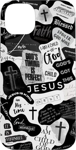 Vista 15 de Funda estética para iPhone 16 con versículos bíblicos cristianos, frases positivas