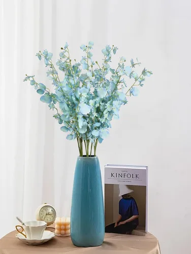 Vista 8 de Flores de orquídeas artificiales, 10 unidades (cada una de 37 pulgadas) orquídeas artificiales de tallo largo, flores artificiales de seda falsas