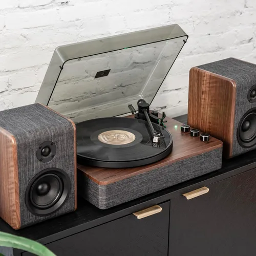 Vista 11 de Crosley CR7501A-CL Nocturne - Tocadiscos Bluetooth de 2 velocidades con altavoces estéreo a juego, color carbón