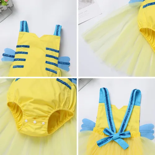Vista 4 de ODASDO Conjunto de ropa de 2 piezas para bebé niña para primer cumpleaños con encaje y tutú de tul con diadema, conjunto de ropa de 2 piezas