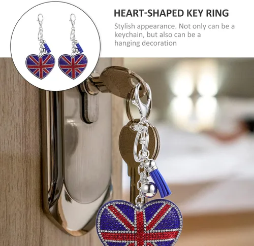 Vista 2 de Llavero Union Jack con diamantes de imitación, llavero de bandera británica, llavero de bandera británica, bolso de mano, recuerdo II 2022 recuerdo