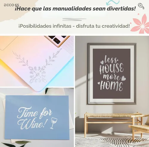 Vista 2 de VViViD Glitter Silver DECO65 - Rollo de vinilo adhesivo permanente para manualidades (6 pies x 1 pie)