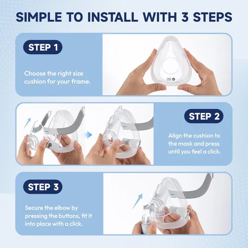 Vista 7 de Paquete de 2 cojines de repuesto de cara completa compatibles con AirFit F20 AirTouch F20 original, diseño innovador para sellado seguro y reducción