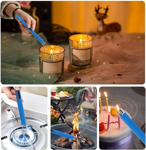 Vista 6 de SUPRUS Encendedor fluorescente que brilla en la oscuridad, encendedor eléctrico de velas, encendedor de arco USB recargable con bloqueo