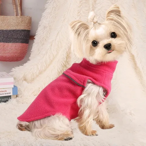 Vista 3 de Ropa de perro para perros pequeños, suéteres para perros pequeños, gatos, chaleco de forro polar, chaqueta cálida de forro polar para perro, ropa