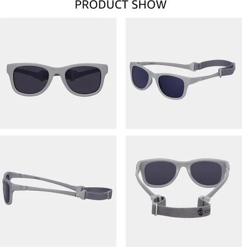 Vista 3 de COCOSAND Gafas de sol para niños pequeños con correa polarizada, lentes de ojo cuadrado para bebés y niñas de 0 a 24 meses