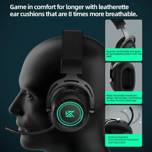 Vista 5 de KZ GP20 - Auriculares inalámbricos con cable 2.4G para PC, PS4, PS5, Switch, Xbox One, Xbox Series XS, móvil