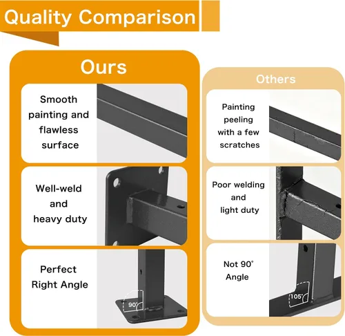 Vista 9 de 6 piezas soportes de estante negros de 4 pulgadas resistentes para estantes de pared de metal, soportes de estantería flotantes industriales