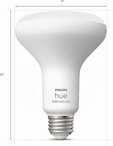 Vista 2 de Bombilla LED Inteligente Philips Hue BR30 de 85W - Ambiente Blanco y de Color que Cambia de Color - Paquete de 4 - 1200LM - E26 - Interior - Control