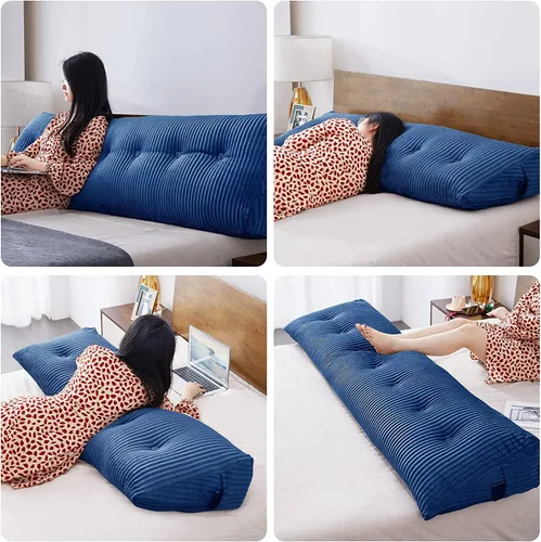 Vista 4 de SLIGUY Almohada Grande para Cabecero, Almohada de Cuña para Cabecero, Cojín de Descanso para Cama, Almohada de Lectura Triangular Cilíndrica