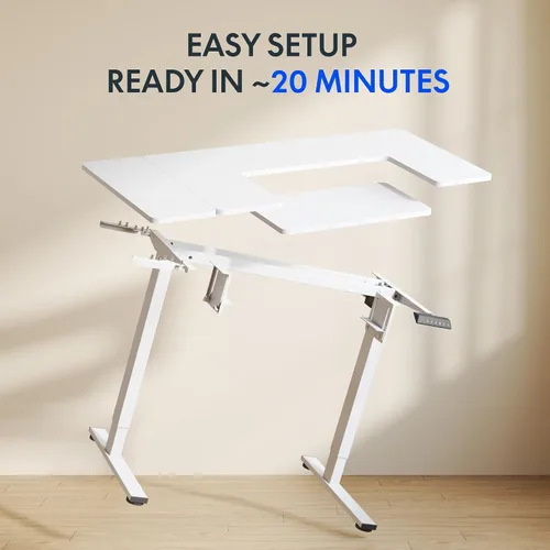 Vista 14 de FLEXISPOT Mesa de coser ajustable con cama para máquina de coser de montaje empotrado, escritorio de costura con doble espacio de trabajo ajustable