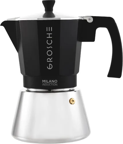 Vista 23 de GROSCHE Milano - Cafetera Moka para estufa, olla de expreso para 3 tazas de café, 5 oz, color negro - Cafetera cubana para estufa, cafetera Moka