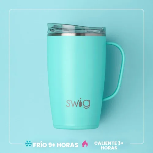 Vista 3 de Swig Life Taza de Viaje de 18 oz, Vaso Aislante con Asa y Tapa, Taza de Café de Viaje, Compatible con Portavasos, Acero Inoxidable, Vaso de 18 oz
