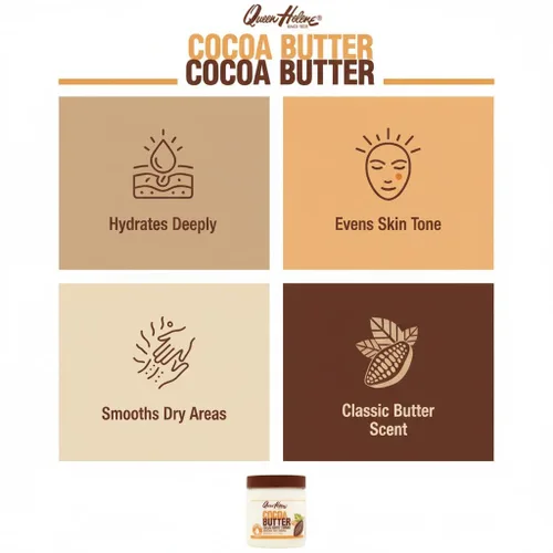Vista 9 de Queen Helene Crema de Manteca de Cacao para Cara y Cuerpo – Fórmula Extra Rica Hidratante para Piel Seca Suaviza, Alisa y Restaura la Radiancia