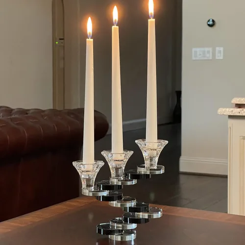 Vista 3 de Allgala Candelabro de cristal con diseño artístico de 3 tazas estilo bonsái - negro HD89132