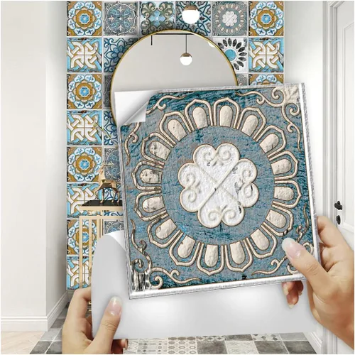 Vista 16 de 10 hojas de calcomanías para azulejos de 6 x 6 pulgadas, vinilo impermeable para cocina, baño, ducha, decoración de pared