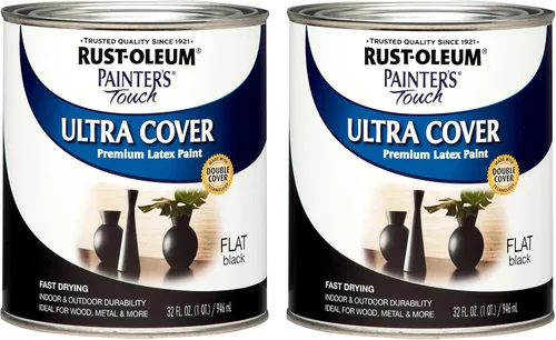 Vista 12 de Rust-Oleum 1976502 Painter's Touch - Pintura de látex, cuarto de galón, negro plano, 32 onzas líquidas, (paquete de 1)