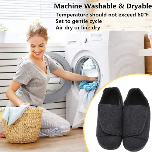 Vista 6 de Zapatillas de recuperación diabética extra anchas ajustables para hombre, artritis, edema, pies hinchados, calzado para interiores y exteriores