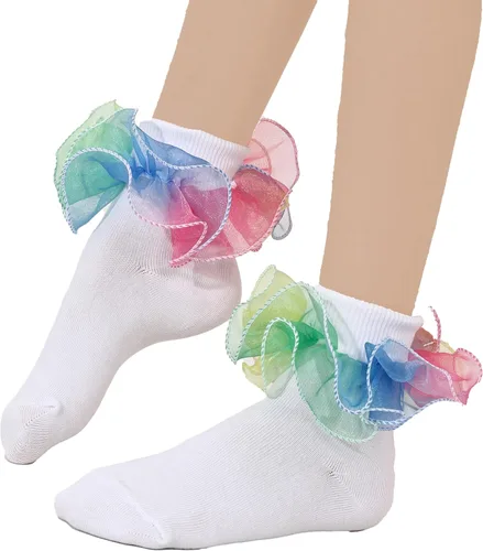 Vista 5 de WEIDUAINI Calcetines de algodón con volantes de encaje para bebés y bebés