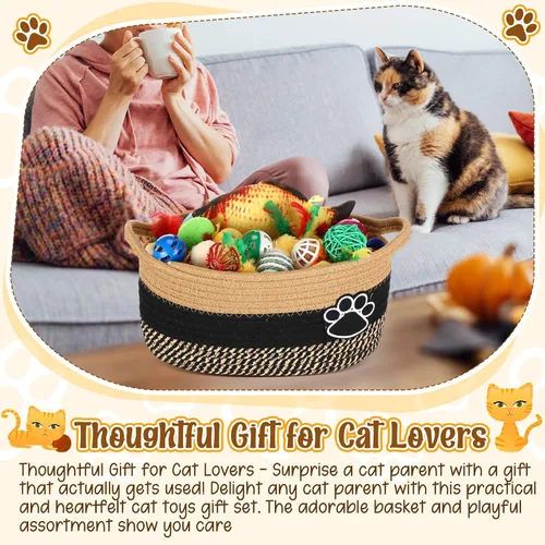 Vista 6 de Sosation Juego de 70 cestas de almacenamiento de Pascua para gatos, juego de juguetes coloridos para gatitos para interiores, incluyendo ratones