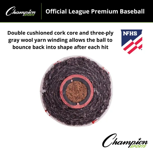 Vista 6 de Champion Sports Juego de béisbol de cuero: docena de pelotas de béisbol de cuero genuino para interiores y exteriores para entrenamiento de práctica