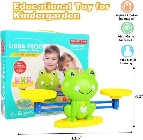 Vista 6 de Aitbay Genial juego de matemáticas, juguetes de conteo de equilibrio de rana para preescolares para niños y niñas, juguete educativo de números