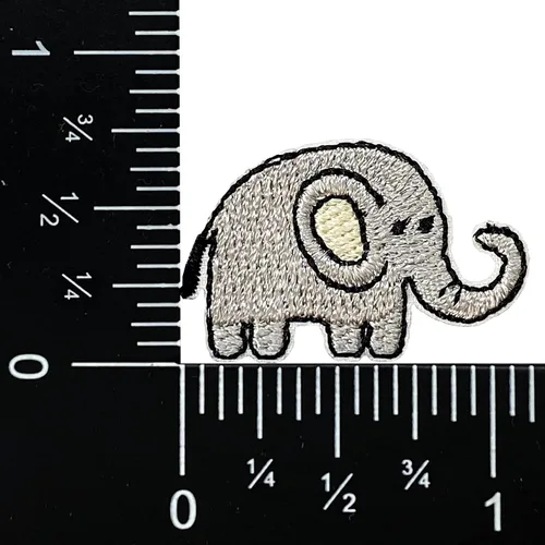 Vista 2 de Mini Elefante, Animales, Bordado, Parche termoadhesivo (3/4" x 1-1/8") (1)