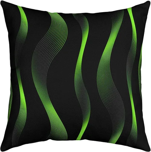 Vista 17 de Juego de 4 fundas de almohada geométricas a rayas de 16 x 16 pulgadas, fundas de almohada geométricas de rayas rojas, negras y grises para sofá