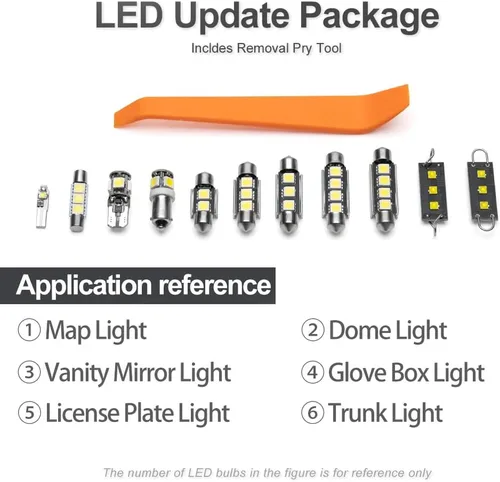 Vista 9 de 8 piezas de kit de luces LED blancas interiores para Toyota Camry 1997 1998 1999 2000 2001, luces de mapa, cúpula, maletero, espejo de tocador