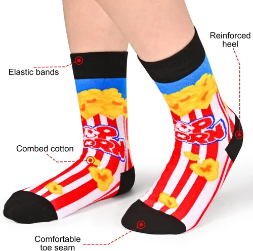 Vista 3 de Dsia Zamur Calcetines para niños y niñas, paquete de 4 a 6 unidades + caja de regalo, novedosos calcetines de pantorrilla coloridos para niños de 2