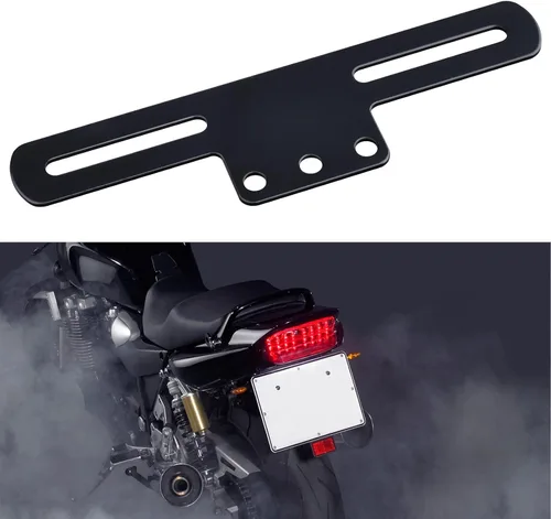 Vista 4 de Soporte para placa de matrícula, soporte de luz Dannisly para matrícula, universal para remolques, camiones, automóviles, negro