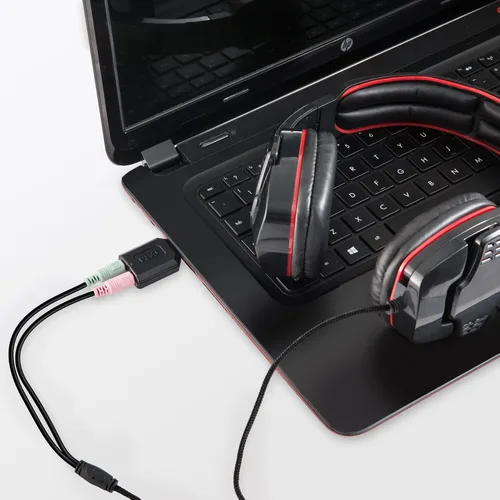 Vista 5 de Syba Adaptador de sonido estéreo USB externo para Windows, Mac, fuente de audio adicional de Linux con conector de micrófono de audio de 0.138 in