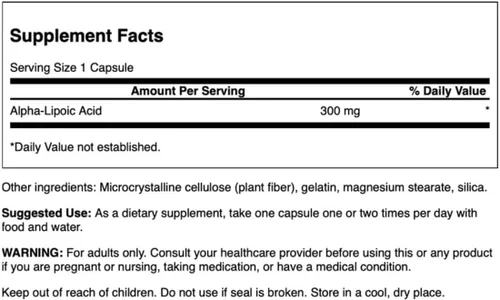 Vista 2 de Swanson Ácido alfa lipoico - Suplemento de actividad antioxidante - 300 mg 60 Cápsulas