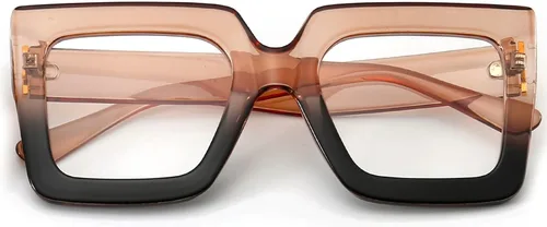 Vista 10 de Gafas de luz azul extragrandes para mujer, moda, gafas de computadora de lente cuadrada gruesa, sin receta, gafas negras, A1 negro